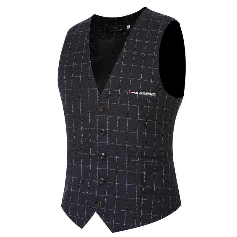 Korean Men's Formal Suit V-necked Vest - Mubimart