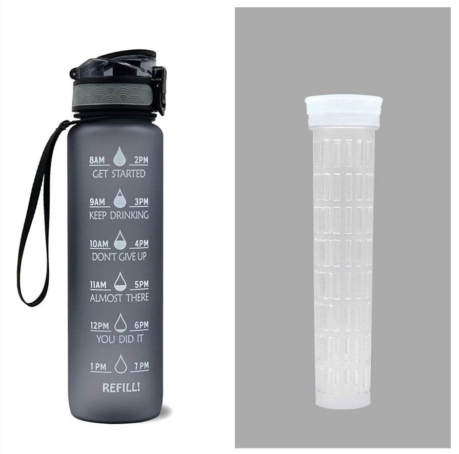 1L Tritan Water Bottle With Time Marker Bounce Cover Motivational Water Bottle Cycling Leakproof Cup For Sports Fitness Bottles - Mubimart