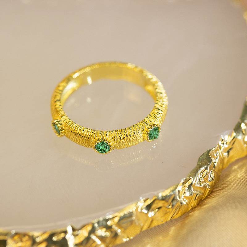 Inlaid Emerald Gold Gemstone Women's Light Luxury Niche Bracelet - Mubimart