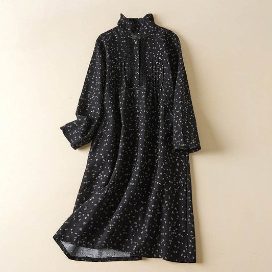 Fashion Loose Western Style Plus Size Cotton Linen Shirt Dress - Mubimart