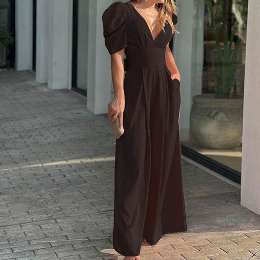 Fashion Elegant Plus Size Wide Legs Jumpsuit - Mubimart