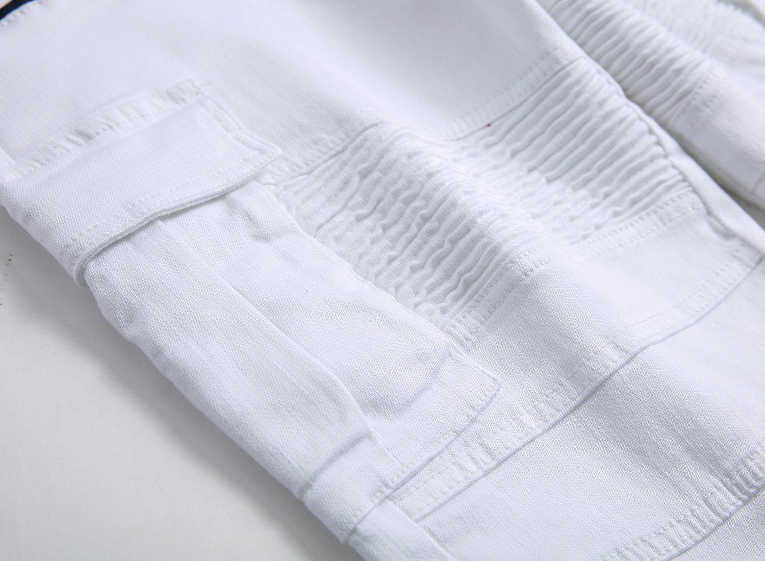 Men's white slim denim shorts - Mubimart