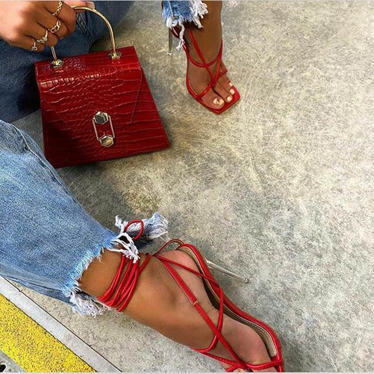 Crystal clear stiletto sandals - Mubimart