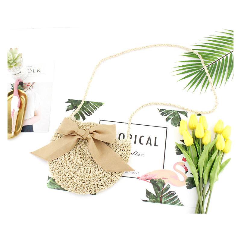 Woven soft beach bag straw bag - Mubimart