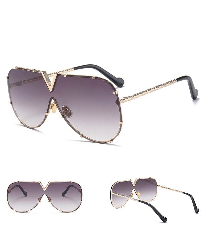 Sunglasses, men, women, men and women, sunglasses, frameless, rivet, personality glasses - Mubimart