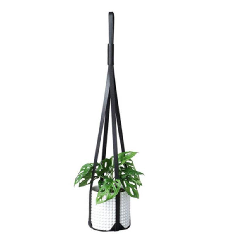 Leather Hanging Basket Indoor Plant Planter Hammock - Mubimart