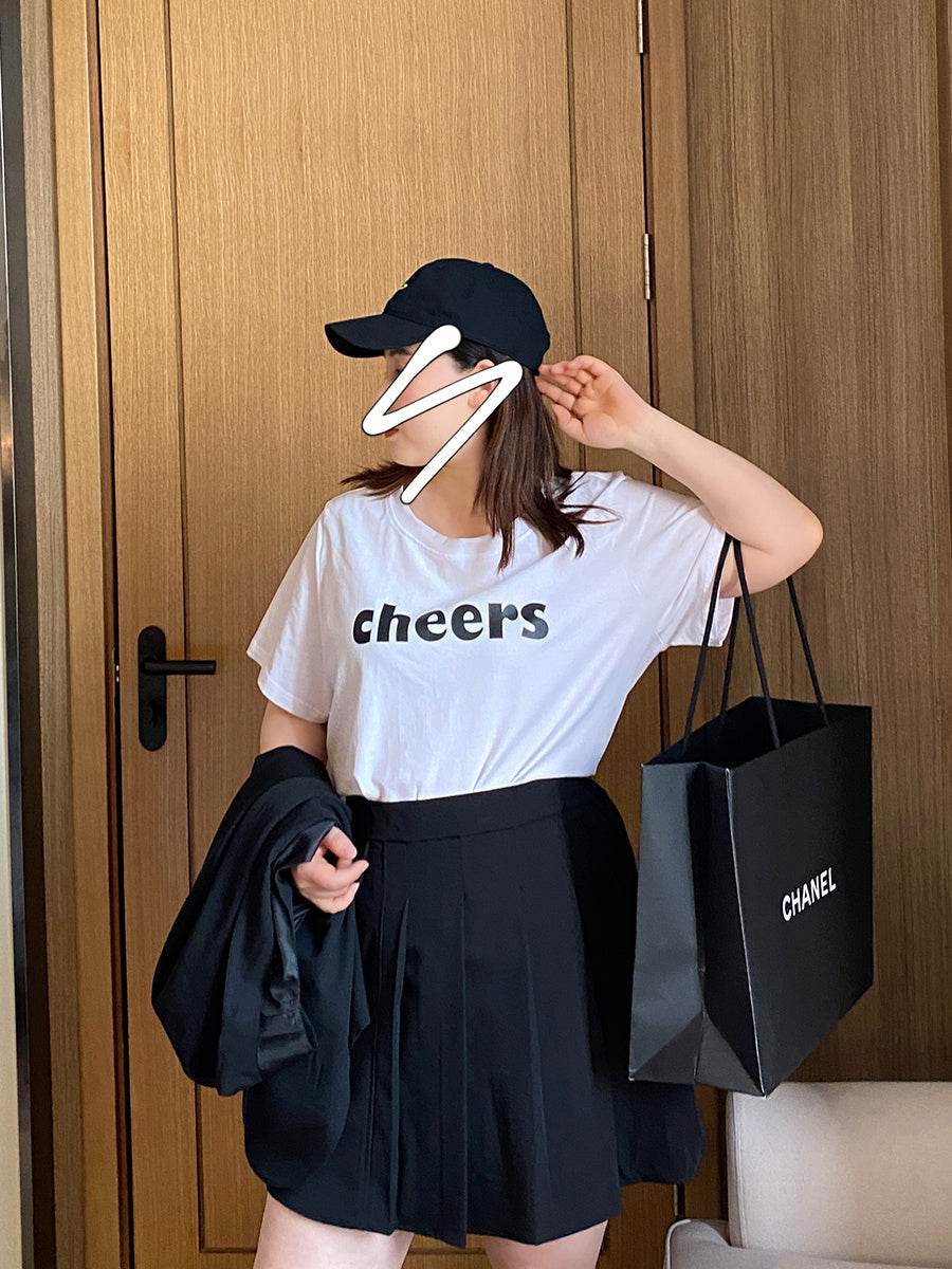 Women's plus size summer letter T-shirt - Mubimart