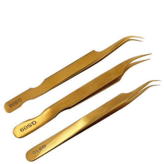 Gold Plated Eyelash Extension Tweezers Eyelash Tool - Mubimart