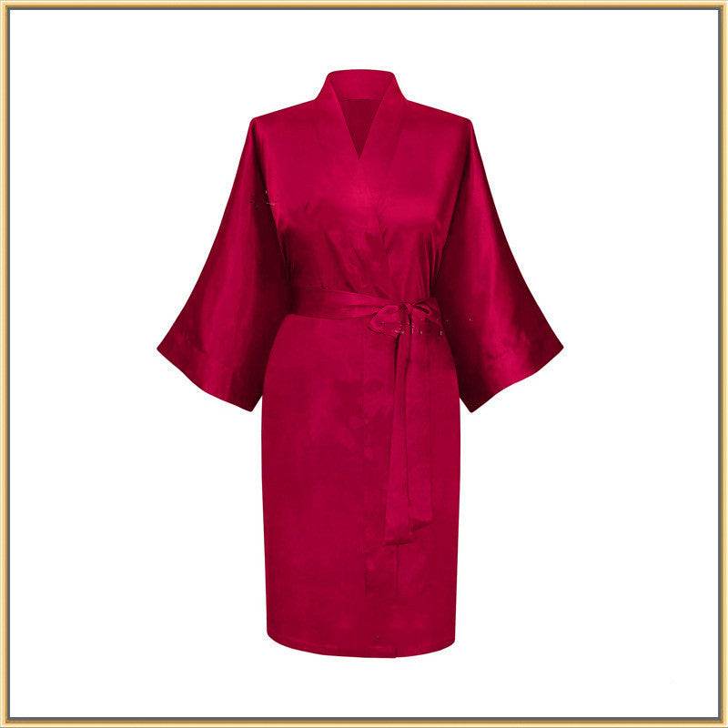 Elastic Imitation Silk Pajamas Solid Color Female Nightgown Elastic Plain Short Nightgown - Mubimart