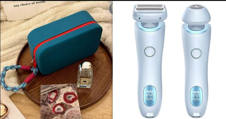 2 In 1 Hair Removal Epilator USB Rechargeable Trimmer Women Body Razor Face Leg Armpit Bikini Hand Pubic Shaver Hair Remover - Mubimart