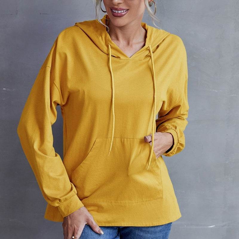 Loose Casual Plus Size Hooded Tap Pocket Sweatshirt - Mubimart