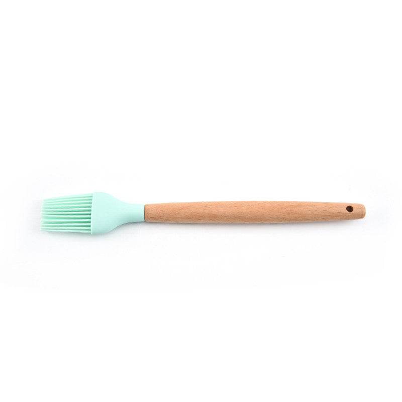 Silicone 11Pcs Kitchen Cooking Utensil Set Non-stick Spatula Heat Resistant Wooden Handle - Mubimart