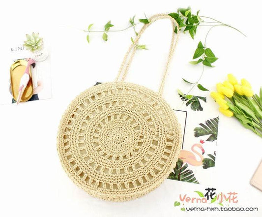 Woven soft beach bag straw bag - Mubimart