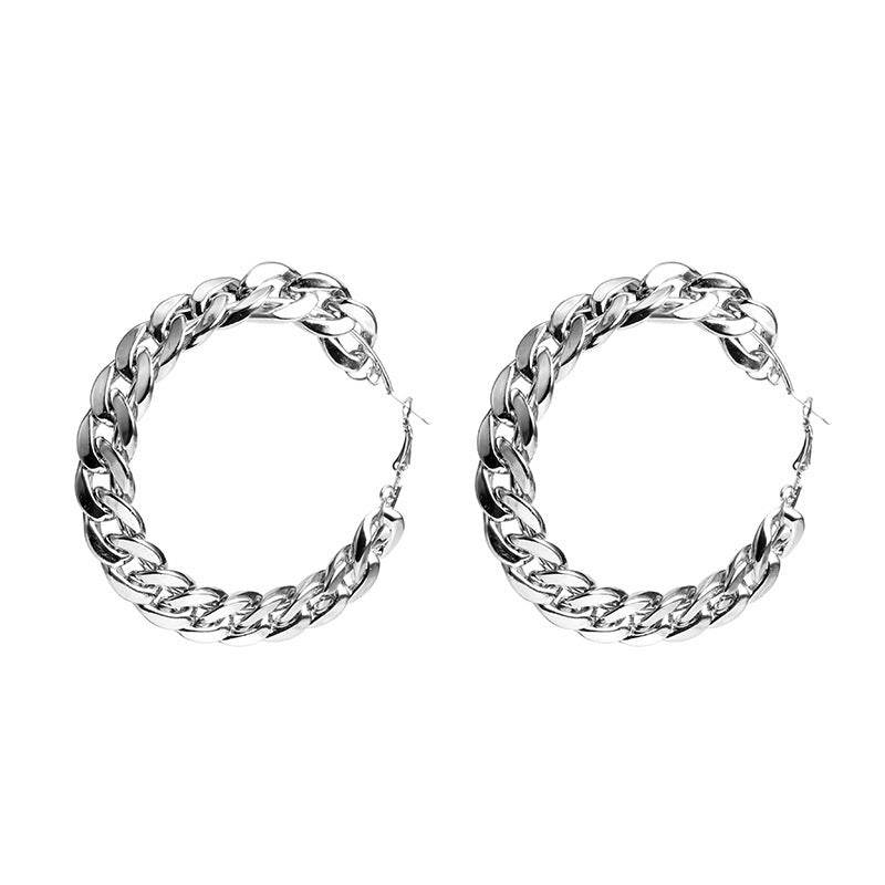 Chain alloy hoop earrings - Mubimart