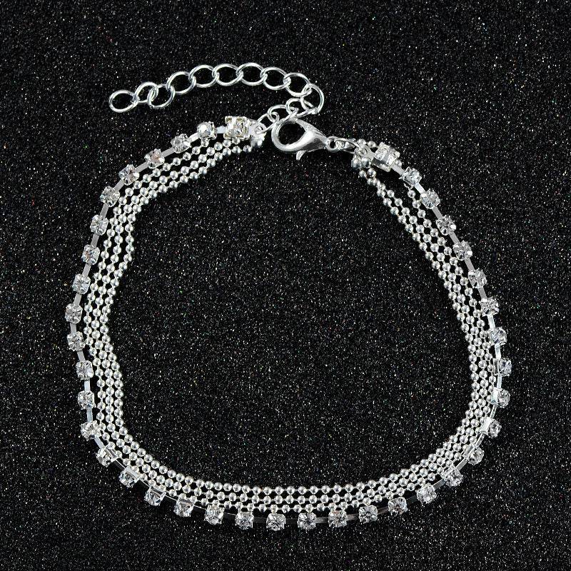 HHYDE 1PC Multilayer Crystal Anklet Foot Chain Summer Bracelet Charm Anklets Beach Foot Wedding Jewelry Gift Enkelbandje - Mubimart