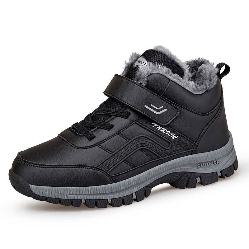 Winter Boots Women Men Warm Plush Velcro Snow Boots Climbing Hiking Shoes - Mubimart