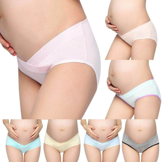 Soft Cotton Belly Support Panties for Pregnant Women Maternity Underwear Breathable V-Shaped Low Waist Panty - Mubimart