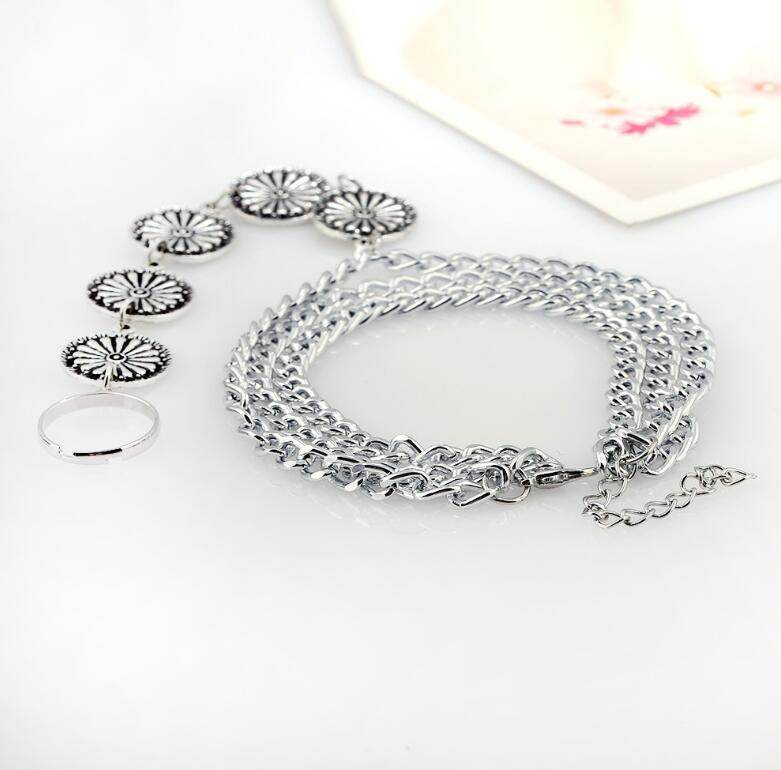 European and American fashion personality retro carved three layer even exaggerated fringed Anklets toe foot ornaments - Mubimart