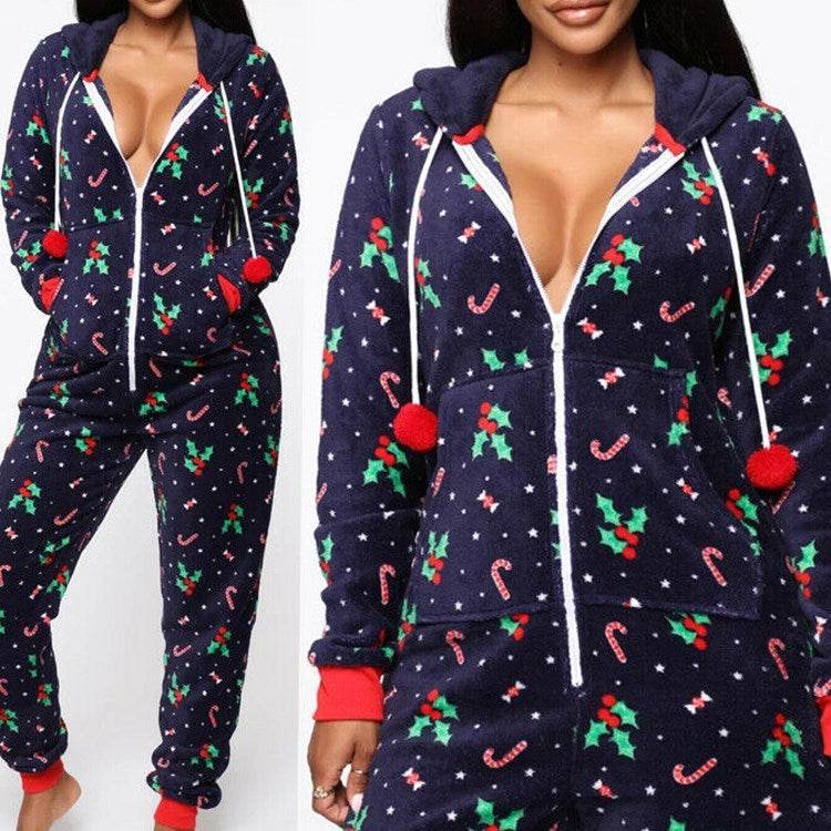 Hooded Nightwear for women Christmas Pajamas set - Mubimart