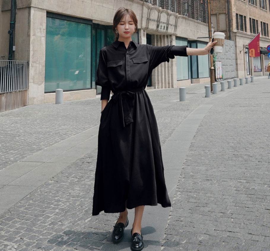 Waist shirt dress - Mubimart