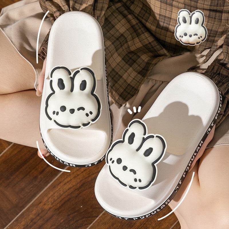 Cute Rabbit Slippers For Women Summer Fashion Letter Garden Shoes Indoor Anti-Slip Floor Bathroom Bathing Home Slipper - Mubimart