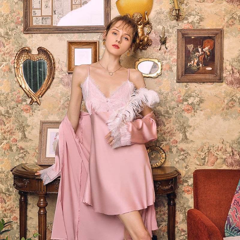 Two-piece suspender nightgown - Mubimart