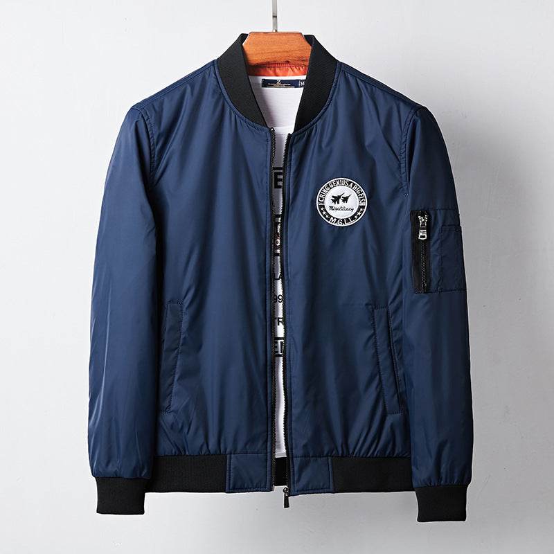 Nylon baseball uniform casual bomber jacket - Mubimart