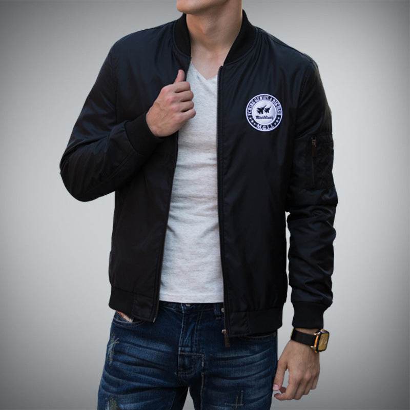 Nylon baseball uniform casual bomber jacket - Mubimart