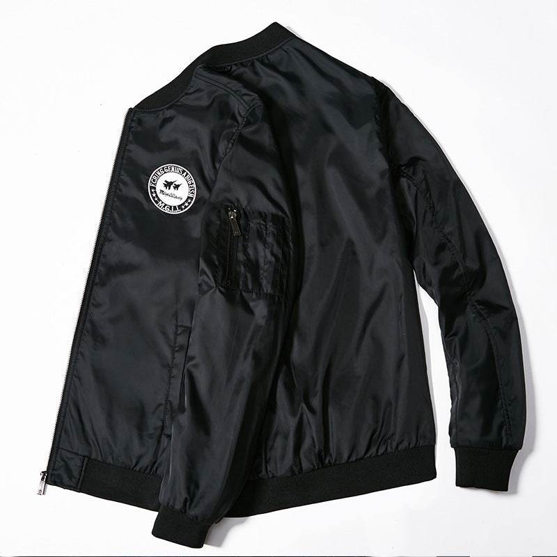 Nylon baseball uniform casual bomber jacket - Mubimart