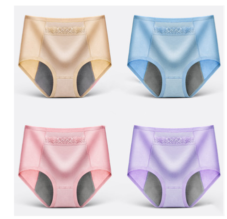4 Physiological Underwear Women\'s Waist Cotton Aunt Menstrual Period Leak-proof Girl Warm  Breathable Triangle Health Pants - Mubimart - Period underwear