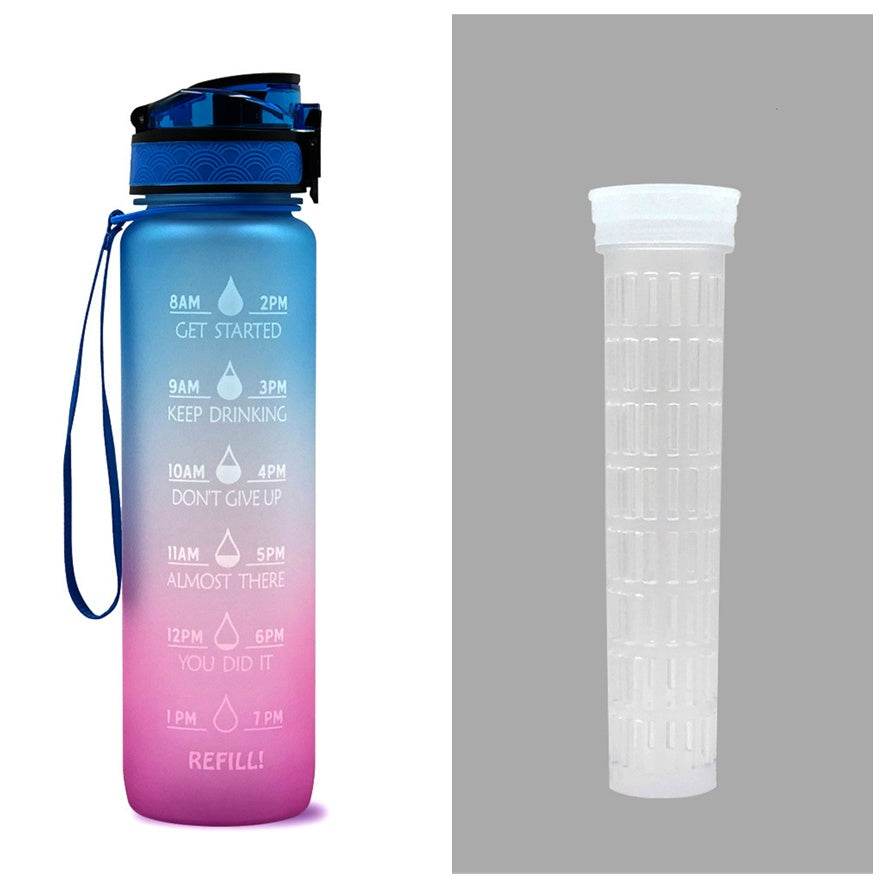 1L Tritan Water Bottle With Time Marker Bounce Cover Motivational Water Bottle Cycling Leakproof Cup For Sports Fitness Bottles - Mubimart