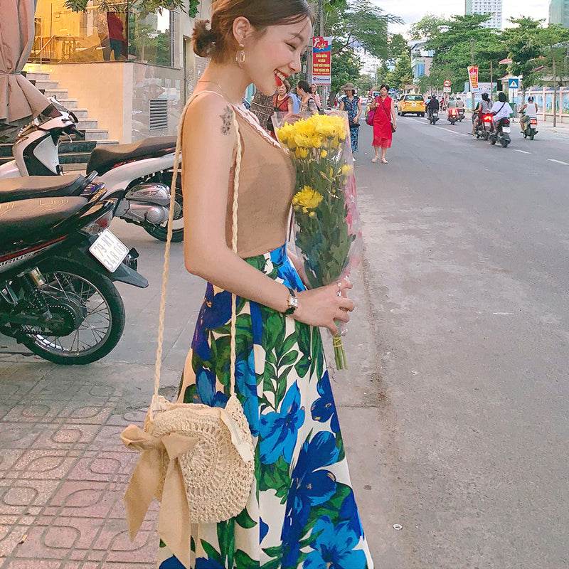 Woven soft beach bag straw bag - Mubimart