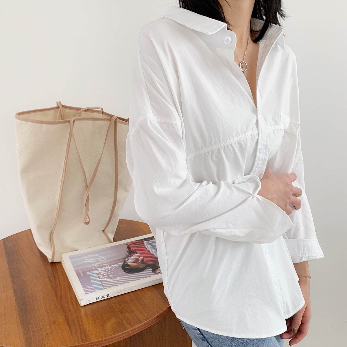 Women's shirt jacket loose Hong Kong style shirt women - Mubimart