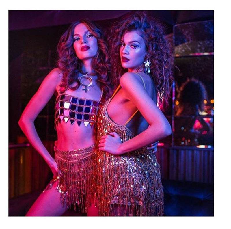 Acrylic Sequin Camisole - Mubimart