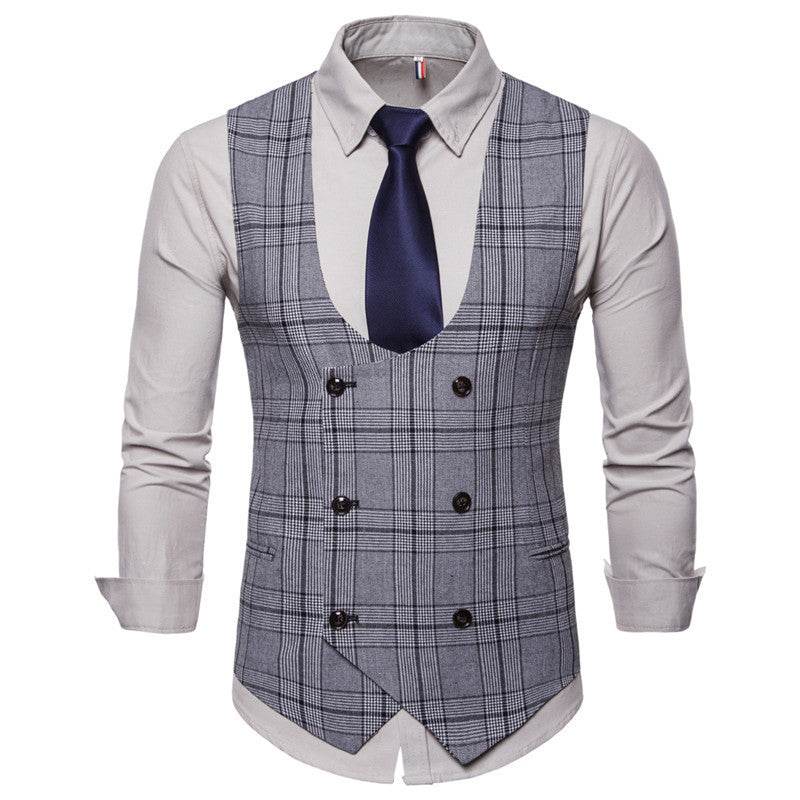 Houndstooth Men's Fashion Casual Vest Slim Suit Vest Hot Sale - Mubimart