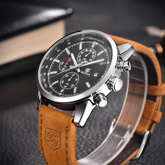 Fashion Casual Watch Mens Watches Men Luxury Brand Quartz Watch Business Leather Men's Watches Clock - Mubimart