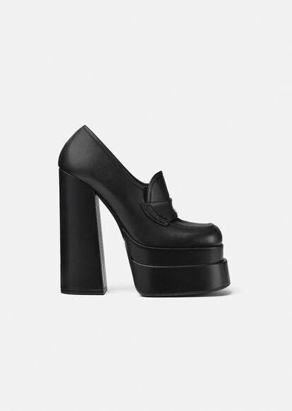 Square Toe Chunky High Heels Double Platform - Mubimart