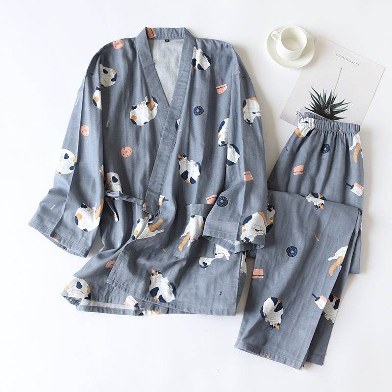 Cardigan Cotton Loungewear Comfortable Suit Pajamas - Mubimart