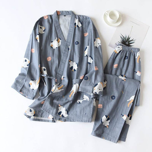 Cardigan Cotton Loungewear Comfortable Suit Pajamas - Mubimart