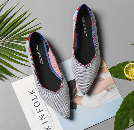 Women's Pointed Toe Casual Woven Flat Shoes - Mubimart