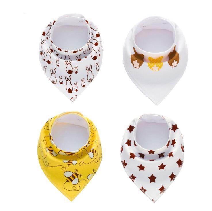 4pcs Lot Bibs Burp Cloth Print Arrow Wave Triangle Baby Bibs Cotton Bandana Accessories - Mubimart
