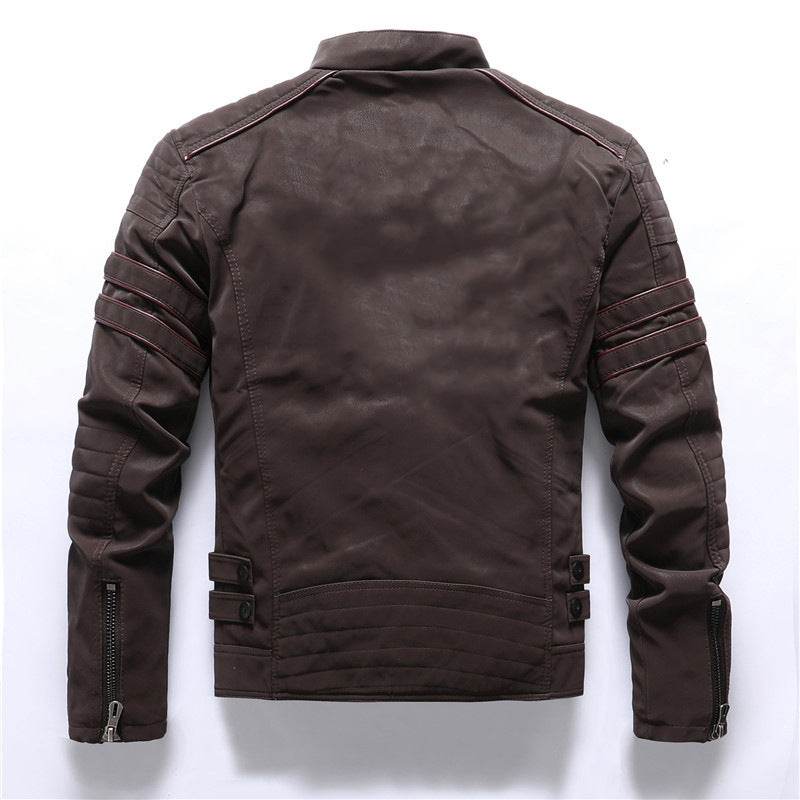 Men's leather washed leather jacket - Mubimart
