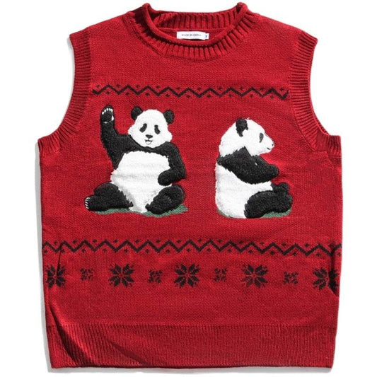 Cartoon panda sweater vest - Mubimart