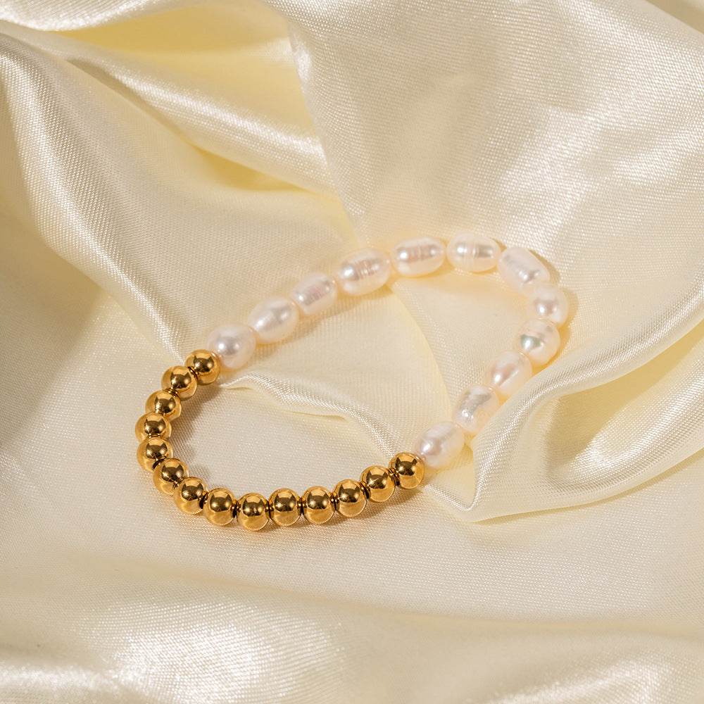 Fresh Water Pearl Ball Beads Beaded Bracelet For Women - Mubimart