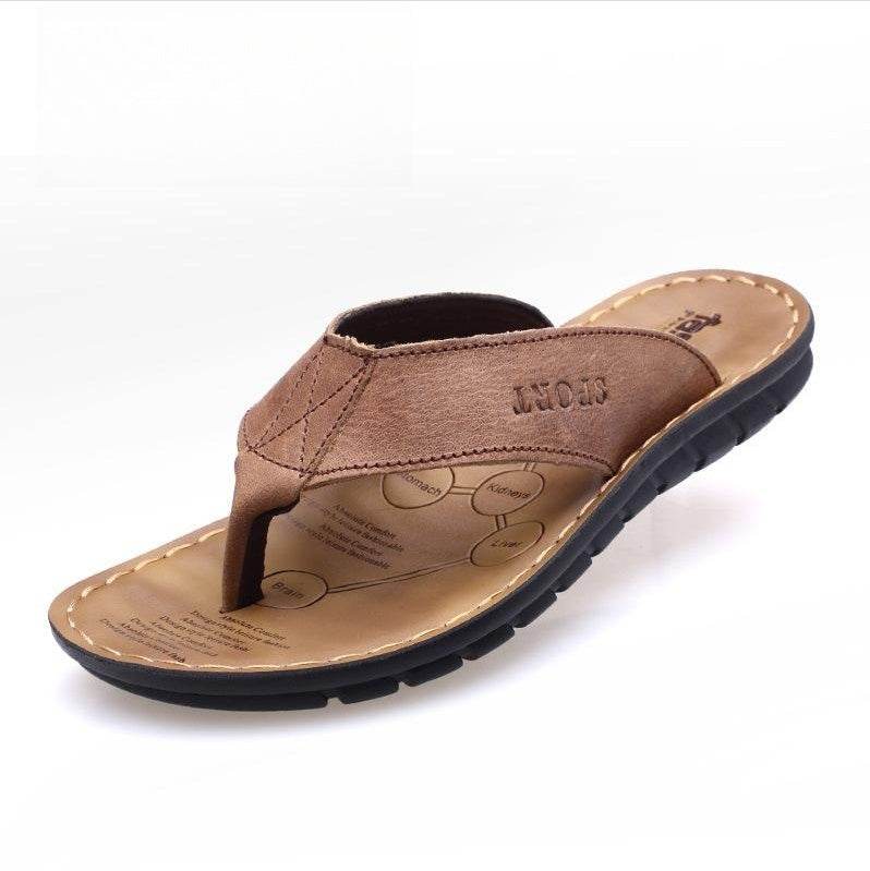 Non-slip Sandals Trend Korean Leather Massage Sandals - Mubimart