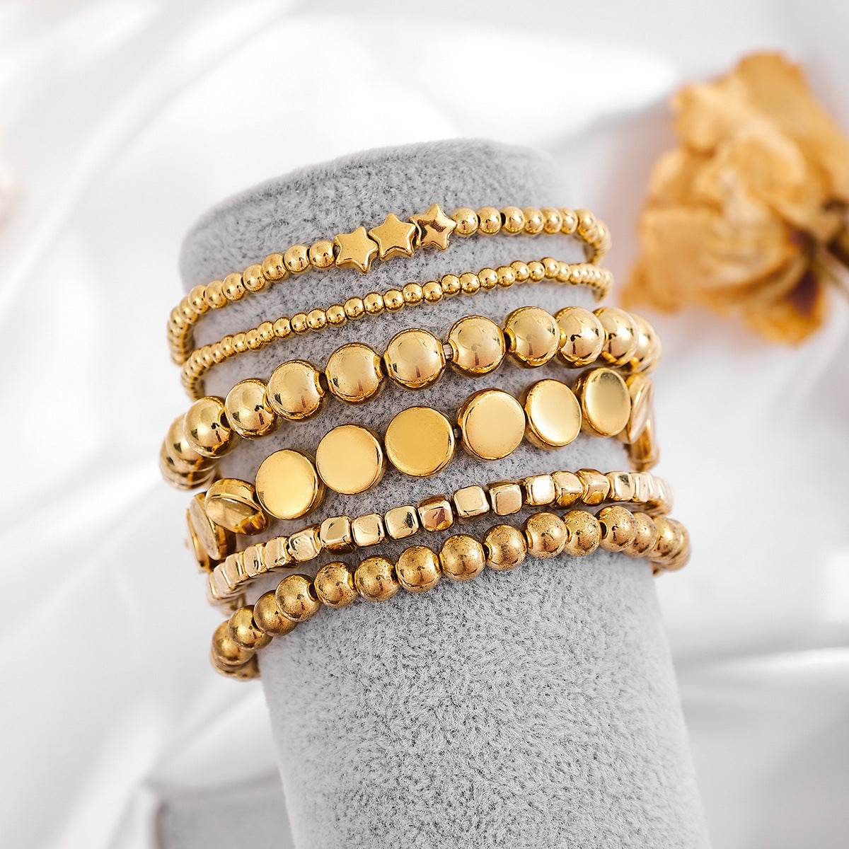 Geometric Handmade Beaded Alloy Bracelet For Women - Mubimart