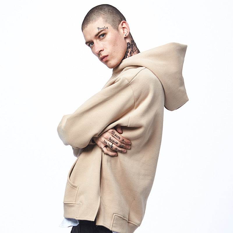 Male and men's sweater autumn new color plus velvet oversize off shoulder Mens Hoodie tide - Mubimart