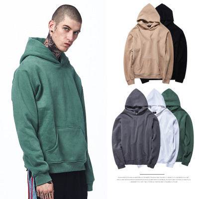 Male and men's sweater autumn new color plus velvet oversize off shoulder Mens Hoodie tide - Mubimart