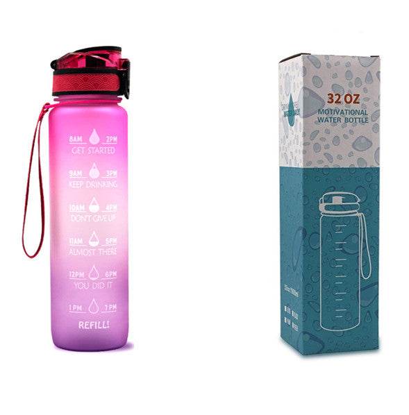 1L Tritan Water Bottle With Time Marker Bounce Cover Motivational Water Bottle Cycling Leakproof Cup For Sports Fitness Bottles - Mubimart