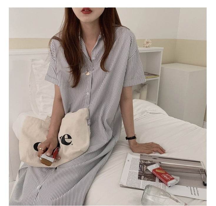 Striped shirt dress - Mubimart